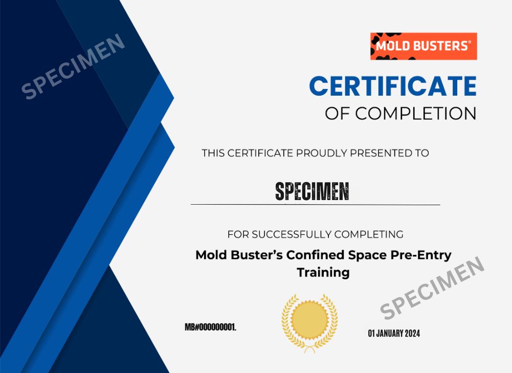 Certificate of Completion - Confined Space Course
