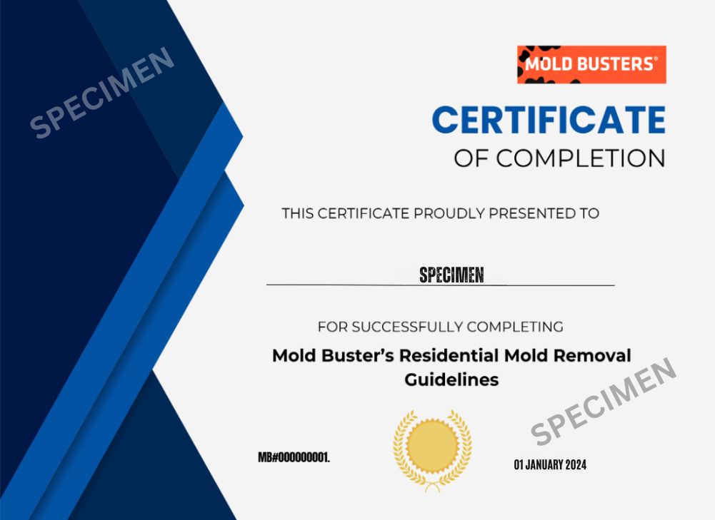 Certificate Of Completion - Mold Removal Guidelines