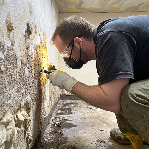 Close Mold Inspection on Contaminated Wall